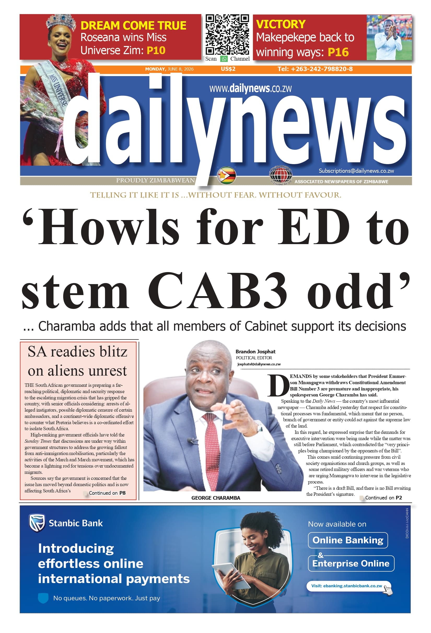 Monday 8 June 2026